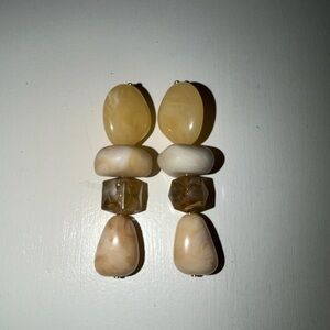 & Other Stories Neutral/Yellow Stone Drop Statement Earrings